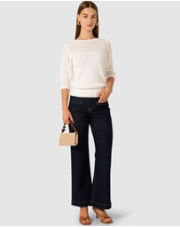SACHA DRAKE - 3/4 Sleeve Ripple Knit Top