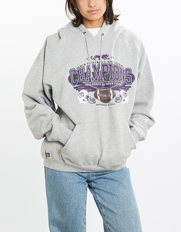 Vintage by The Real Deal - Pre Loved - Vintage University of Sioux Falls Cougars Hooded Sweatshirt