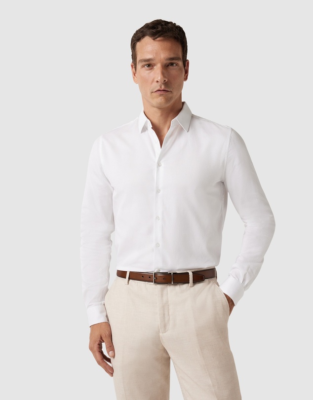 Politix - Slim Fit Long Sleeve Textured Dress Shirt