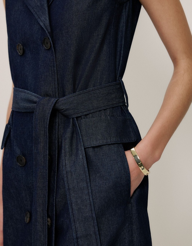 Trenery - Denim Sleeveless Trench Dress in Rinse Wash