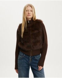 Cotton On - Faux Fur Knit Jacket