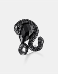 THOMAS SABO - Snake ring with drop-shaped black zirconia