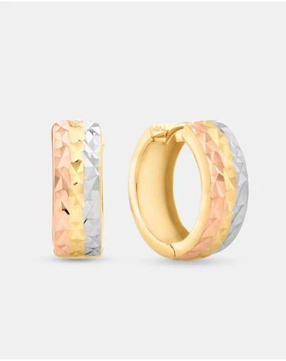 Michael Hill - 11mm Hoop Earrings in 10kt Yellow, White & Rose Gold