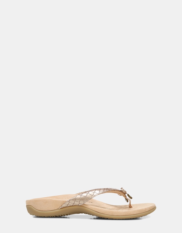 Vionic - Bella Toe Post Sandal - Rose Gold Metallic Croc