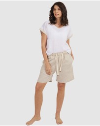CAMIXA - Martina Linen V-Neck T-shirt
