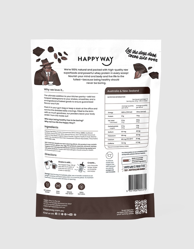 Happy Way - Dark Chocolate Whey Protein Powder 500g