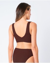 UNE PIECE - Crinkle Cut V-Neck Bralette Bikini Top with Ring