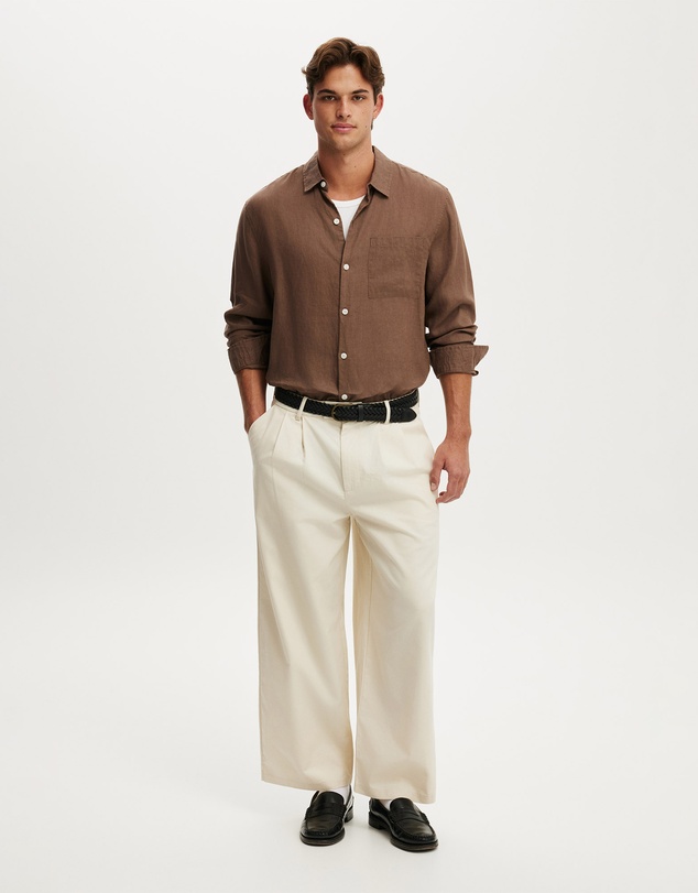 Cotton On - Relaxed Linen Long Sleeve Shirt