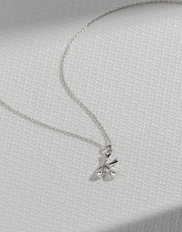 Wanderlust + Co - Alphabet Bubble Silver Necklace - Letter K