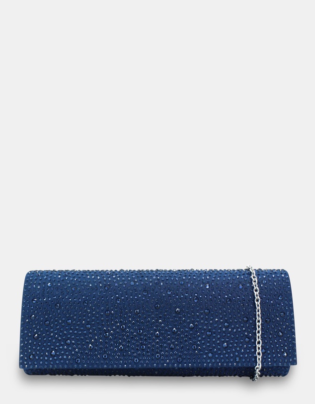Morgan & Taylor - Noelle Diamante Clutch in Navy Blue