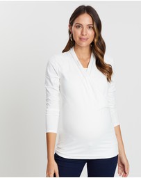 Angel Maternity - Maternity V-Neck Cross-Over Bamboo Long Sleeve Top