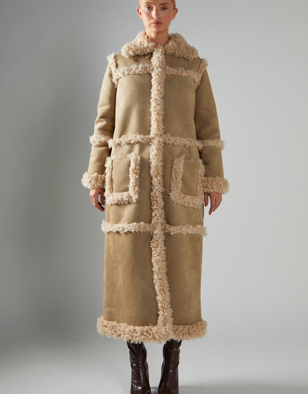 Glamorous - Longline Shearling Trim Coat