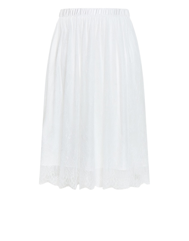 City Chic - Plus size Ivy Lace Mesh Skirt - ivory