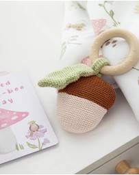 Living Textiles - Acorn Teething Ring Rattle