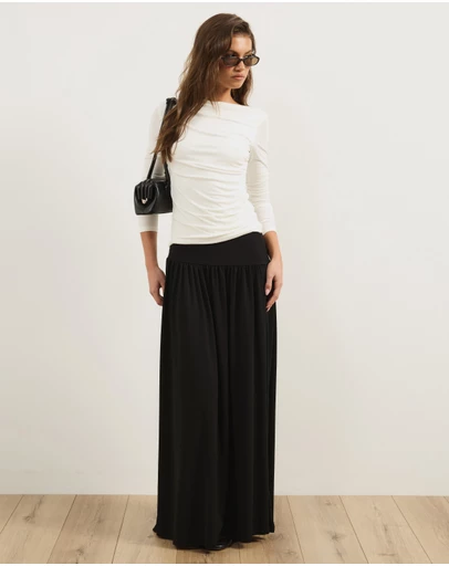 Atmos&Here - Marin Asymmetric Waistline Maxi Skirt