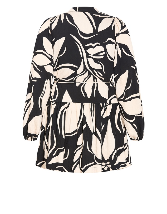 City Chic - Plus size Kinsley Mono Print Mini Dress - bone