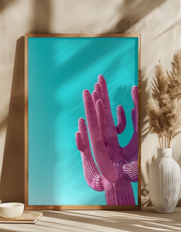Olive et Oriel - Magenta Pink Saguaro by Tom Windeknecht Art Print