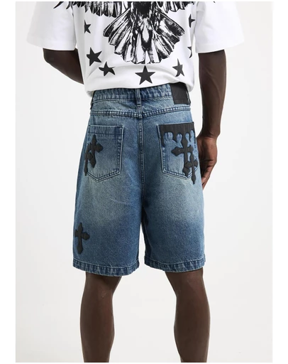 Black Noise White Rain - Armour Denim Shorts