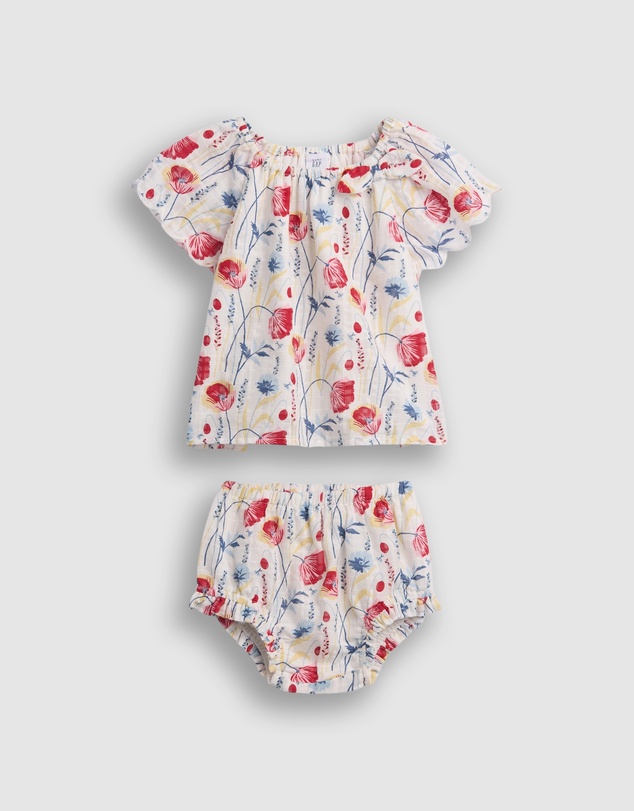 GAP - Short Sleeves Woven Tie Neck Set - Babies