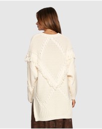 Belle & Bloom - Tassel Line Fringe Oversized Sweater