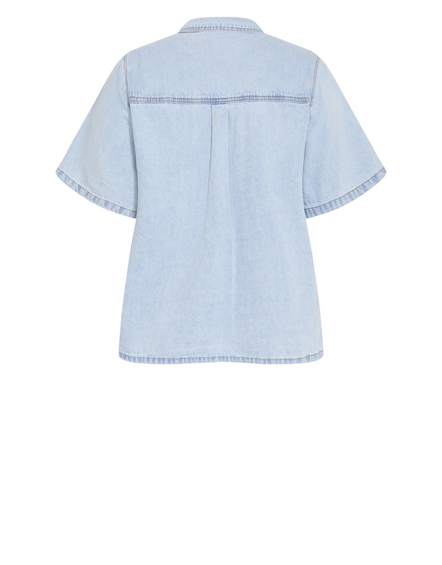 City Chic - Plus size Jas Short Sleeve Denim Shirt - light wash