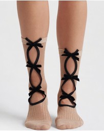 High Heel Jungle - Lurex Velvet Bow Socks