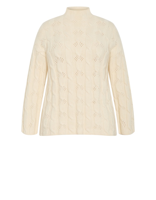 City Chic - Plus size Iris Cable Jumper - cream
