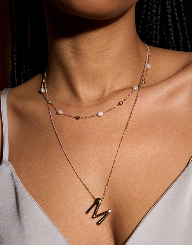 Astrid & Miyu - Cultured Pearl & Crystal Charm Necklace