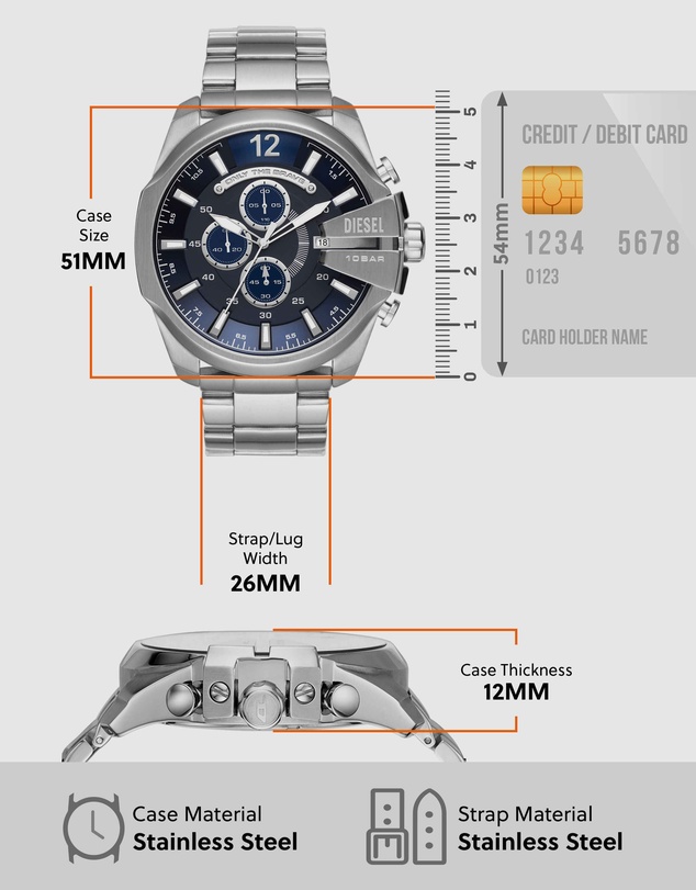 Diesel - Chief Series Silver Tone Chronograph Watch