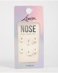 Lovisa - Titanium Cubic Zirconia Classic Nose Studs 6-Pack