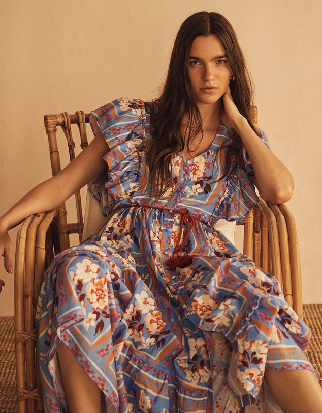 AUR OCEA - Piastrelle Ruffle Sleeve Maxi Dress