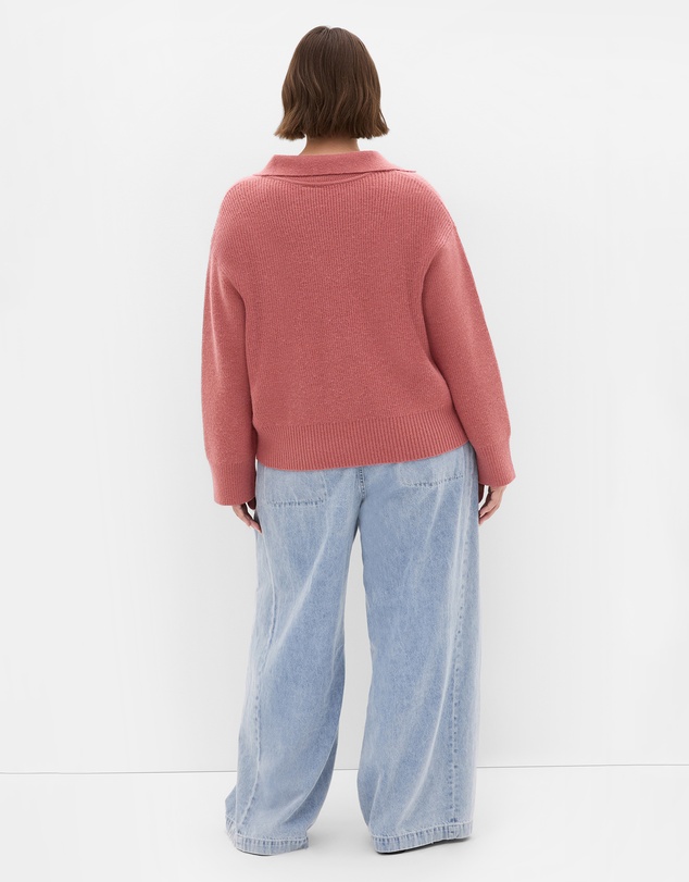 City Chic - Plus size Star Alley Collared Jumper - rose