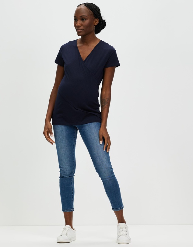 Angel Maternity - Maternity & Nursing Crossover Short Sleeve Tee