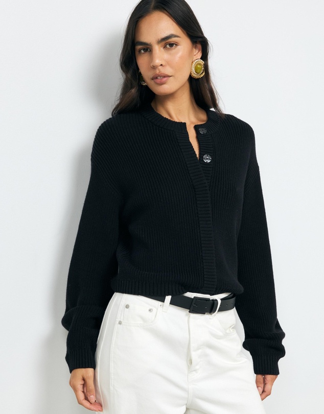 Revibe - Repaired AERE Tola Cotton Cashmere Cardigan - AU 6