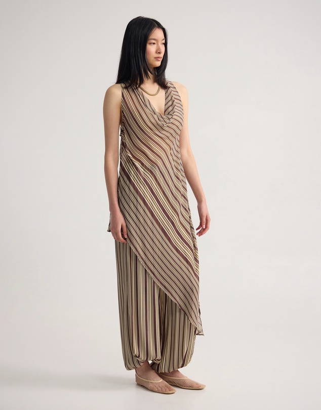 Oxford - Jasmine Stripe Asymetric Top