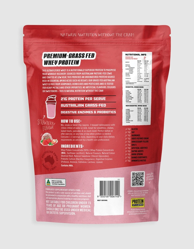 Protein Supplies Australia - Strawberry Australian Whey Protein - 500g