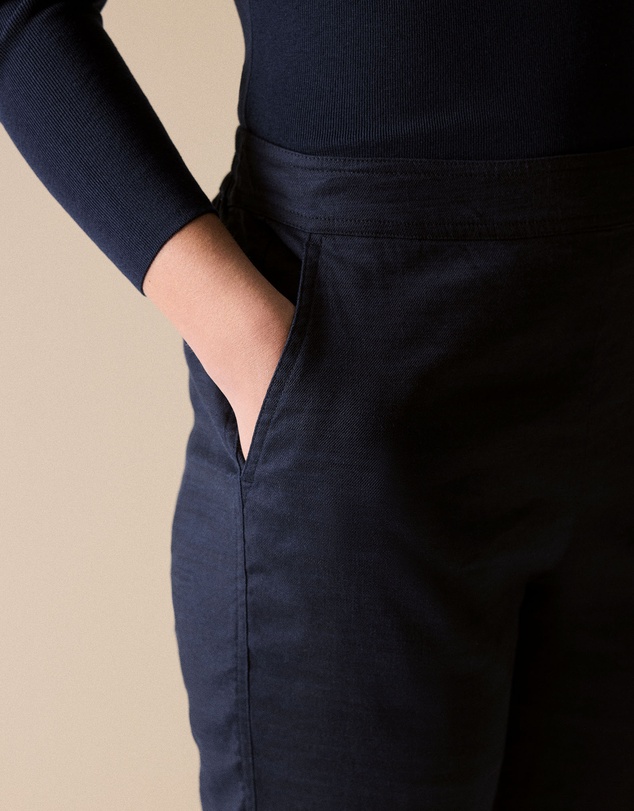 Trenery - Stretch Linen Blend Pull On Pant in Night Sky