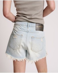ONE TEASPOON - Gold Mine Le Wolves Mid Length Denim Shorts