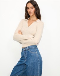 Dazie - Gretta Collared Knit Top