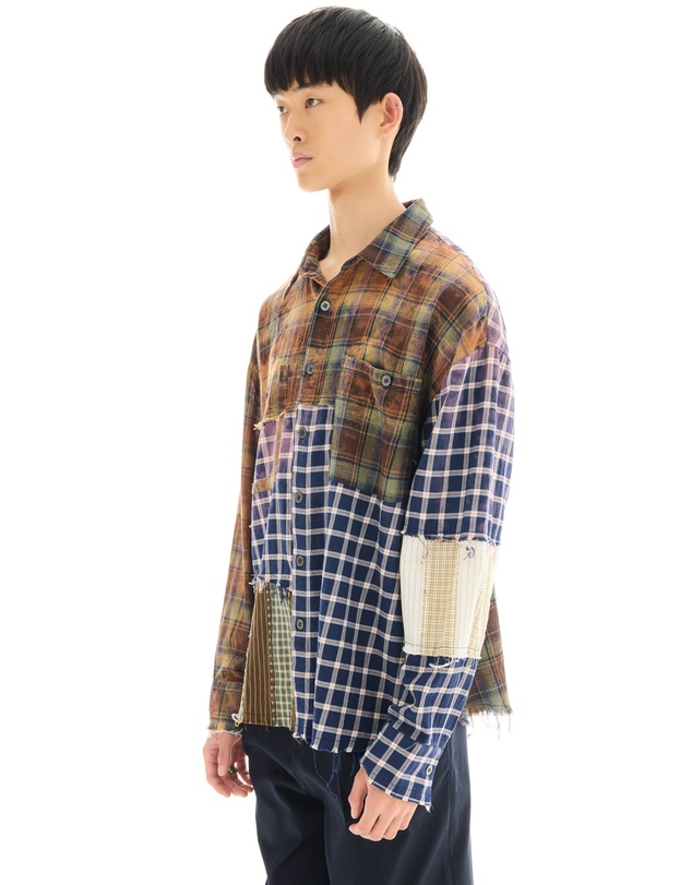 THE TALES - Reworked and Destroyed Mixed Check Shirt
