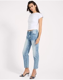 ONE TEASPOON - Slims High Waist Cropped Slim Fit Denim Jeans - Sunset Blue