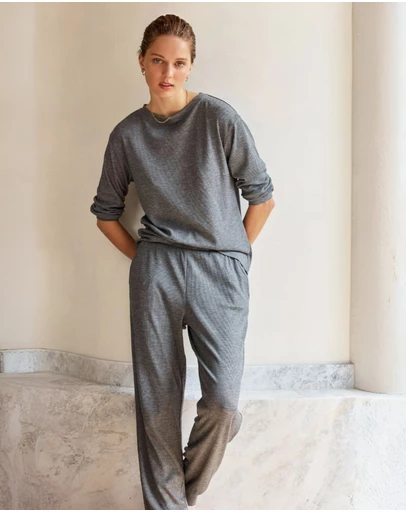 Gingerlilly - Lainey Grey Waffle Pyjama Set