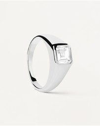 PDPAOLA - Square Shimmer Stamp Silver Ring