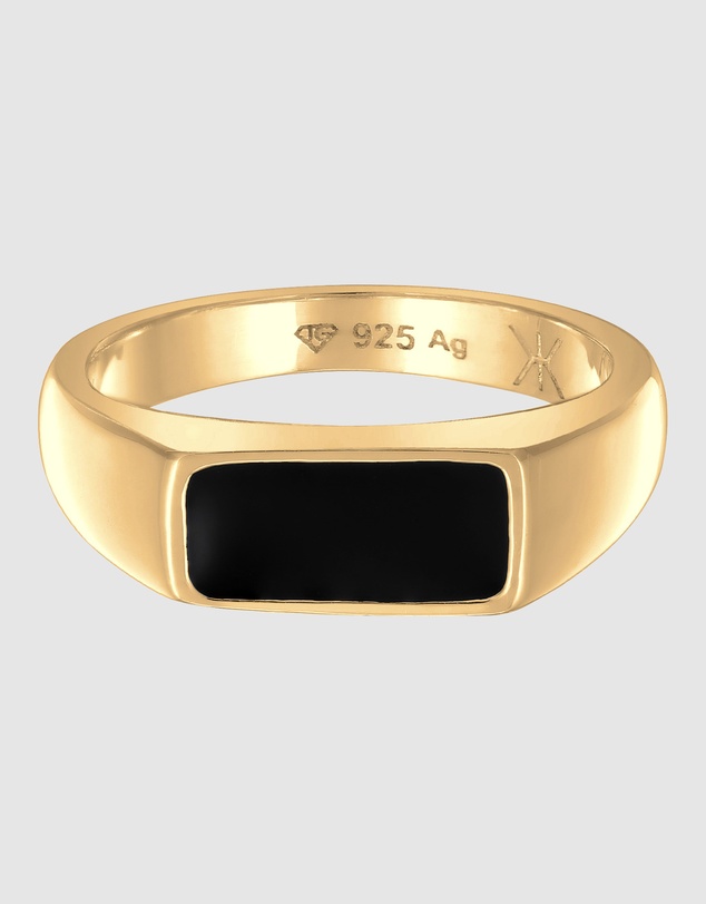 Kuzzoi - ICONIC EXCLUSIVE - Enamel Signet Ring in Gold-Plated 925 Sterling Silver