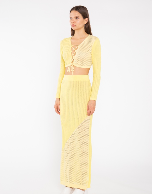 Glamorous - Lace-Up Front Knitted Top