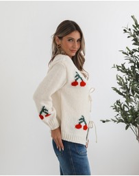 Esther & Co - Jaya Cardigan - Cream Print
