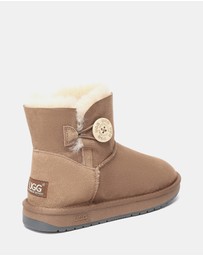 EVERAU - Australian Shepherd Ugg Mini Button Sheepskin Upper UGG Boots