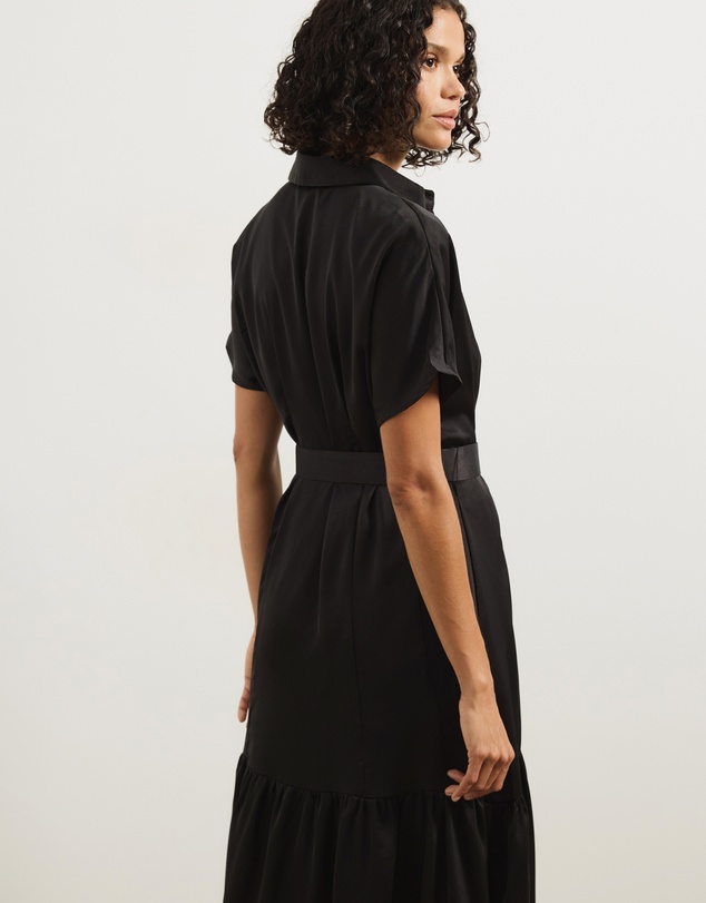 Atmos&Here - Margot Satin Short Sleeve Midi Dress