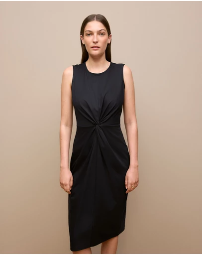Trenery - Cotton Twist Front Dress in Black
