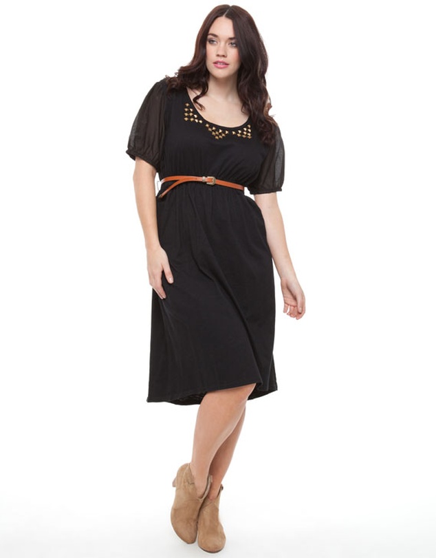 17 Sundays - Elastic Waist Dress With Studs & Hi Lo Hemline
